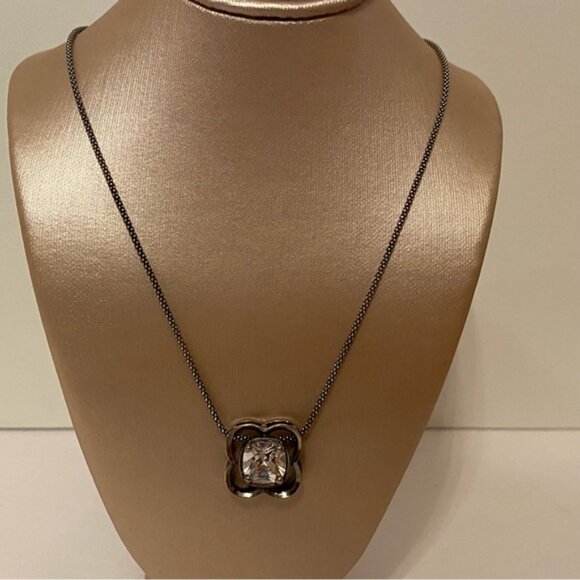 SILPADA NECKLACE STERLING SILVER 925 POPCORN CHAIN 16” CZ FLOWER PENDANT N1411 - Picture 4 of 11